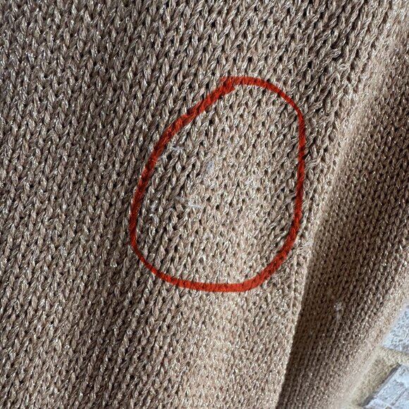 J. Jill Long Sleeve Gold Metallic Knit Cardigan Sweater Women's Size L - Picture 8 of 9